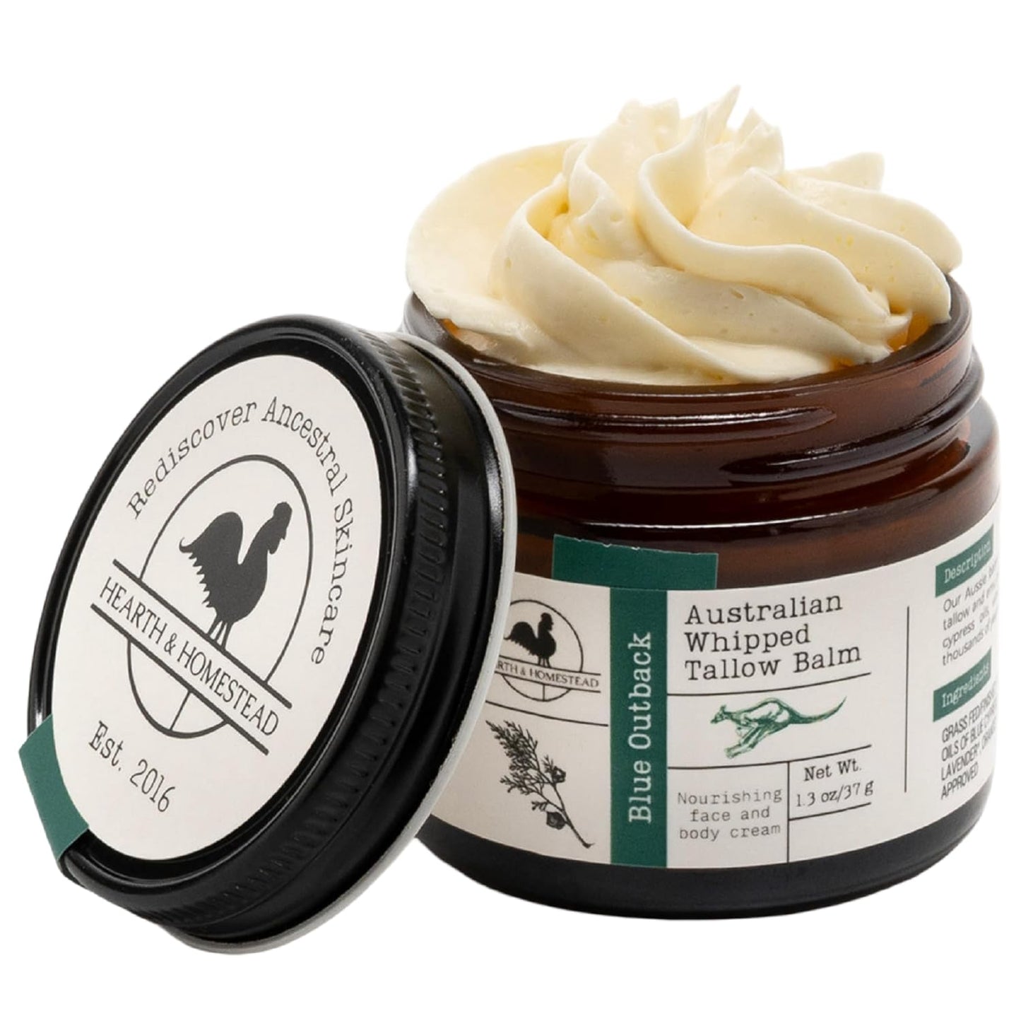 Hearth and Homestead: Handmade Whipped Tallow Balm (Coffee Vanilla) - Organic Body Butter with Infused Olive Oil - 1.3 oz …