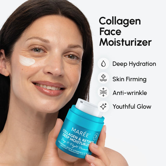MAREE Face Moisturizer Retinol Cream for Face – Daily Wrinkle Cream for Women – Anti-Aging Face Cream – Facial Moisturizer with Collagen – Crema Hidratante Para la Cara for Skin Tightening