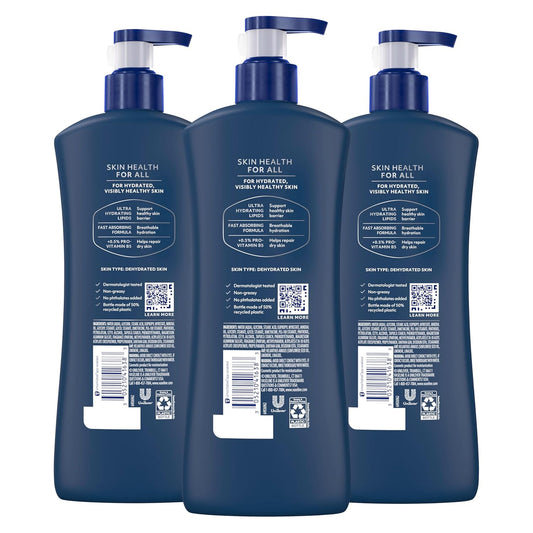 Vaseline Men's Healing Moisture Hand & Body Lotion For Dry or Cracked Skin Fast Absorbing Non-Greasy Lotion for Men 20.3 oz, Pack of 3