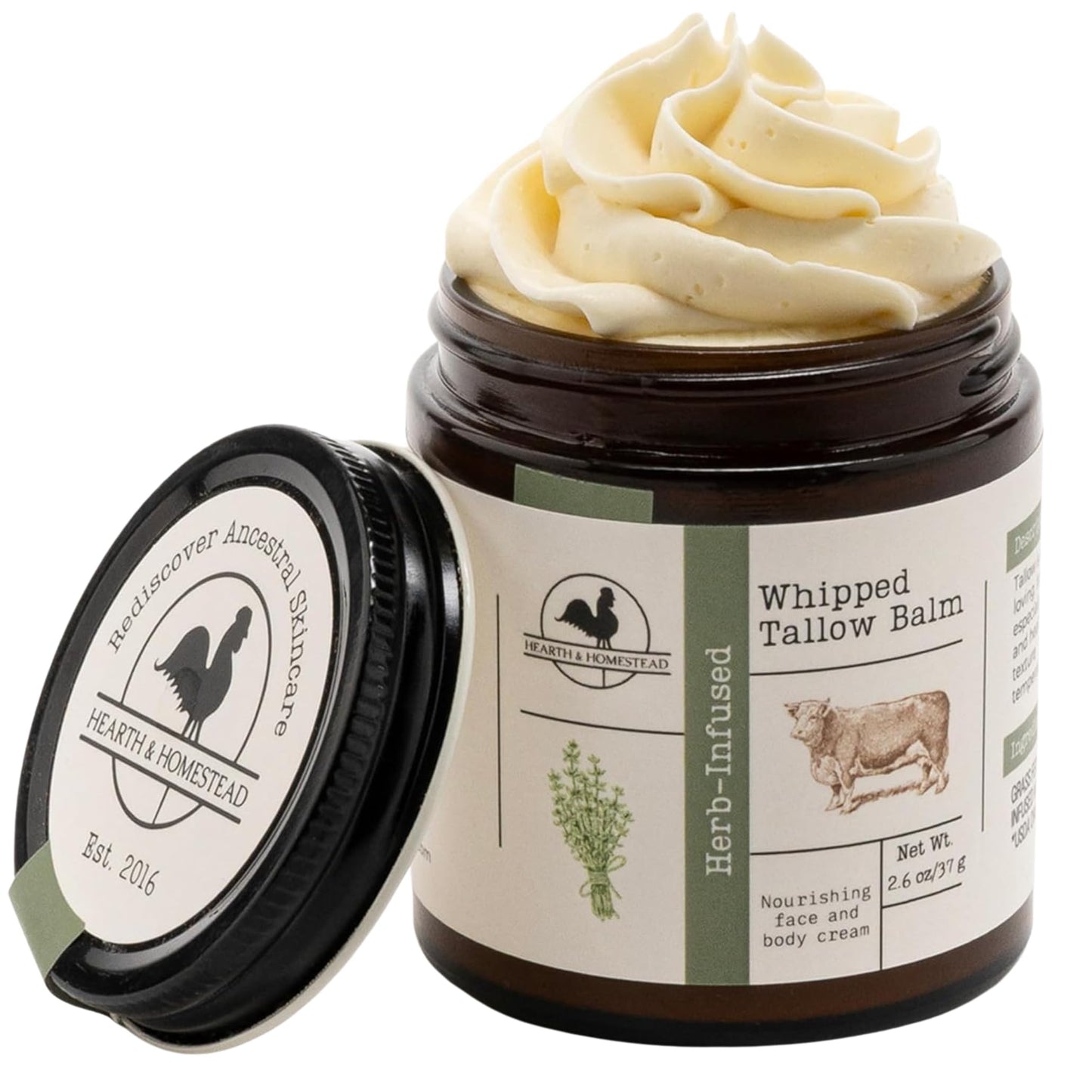 Hearth and Homestead: Handmade Whipped Tallow Balm (Coffee Vanilla) - Organic Body Butter with Infused Olive Oil - 1.3 oz …