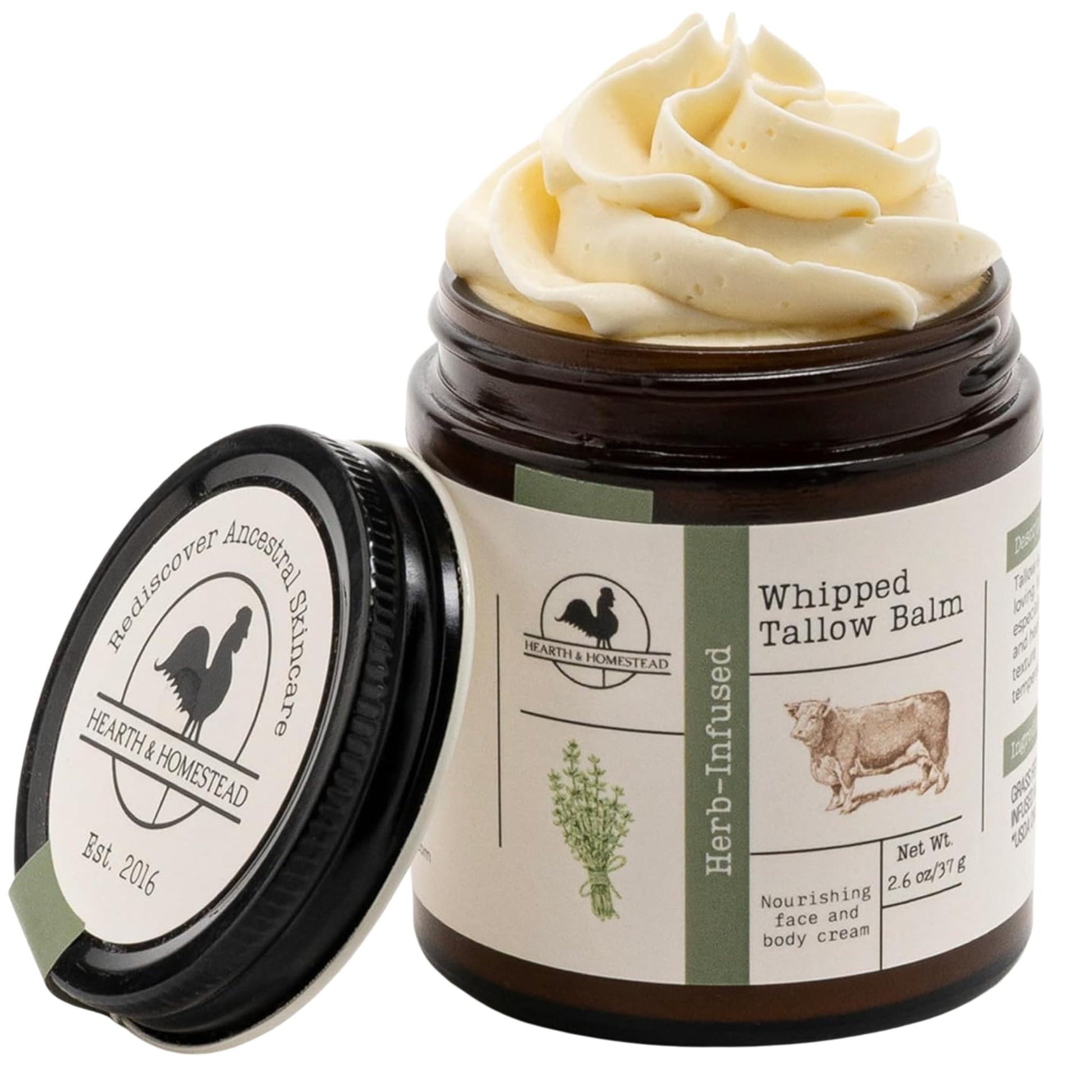 Hearth and Homestead: Handmade Whipped Tallow Balm (Coffee Vanilla) - Organic Body Butter with Infused Olive Oil - 1.3 oz …