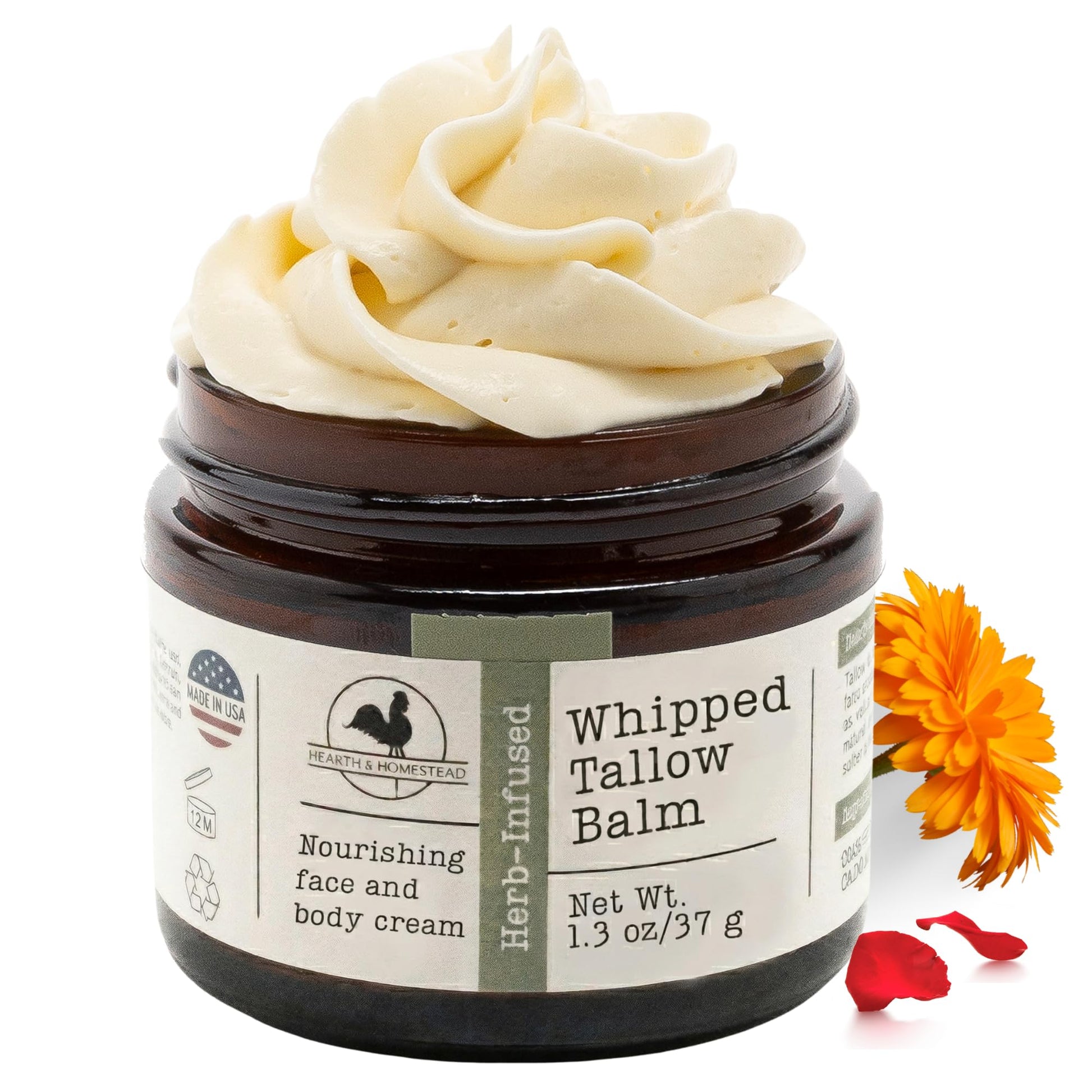 Hearth and Homestead: Handmade Whipped Tallow Balm (Coffee Vanilla) - Organic Body Butter with Infused Olive Oil - 1.3 oz …