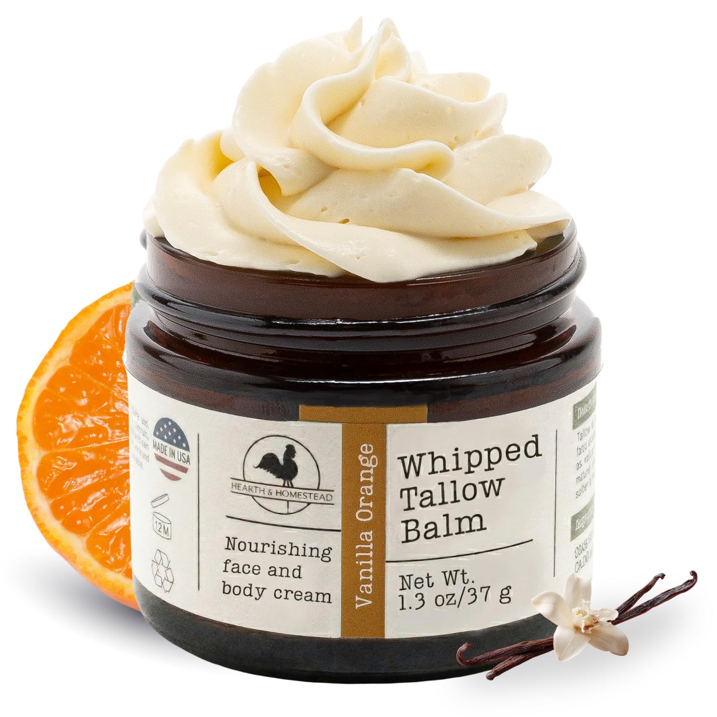 Hearth and Homestead: Handmade Whipped Tallow Balm (Coffee Vanilla) - Organic Body Butter with Infused Olive Oil - 1.3 oz …